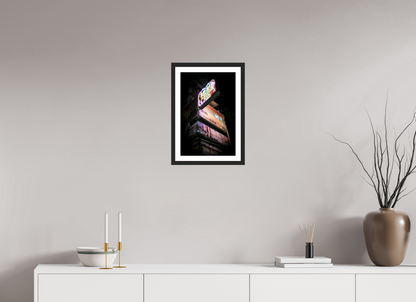 30 x 45 cm, Fine Art Print on wood frame Electric Dreamscape | Hong Kong | 2024